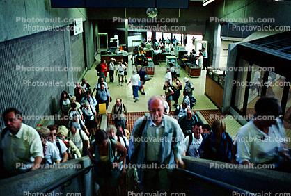 Crowds, Passengers, Escalator, Stairs, Terminal, Interior