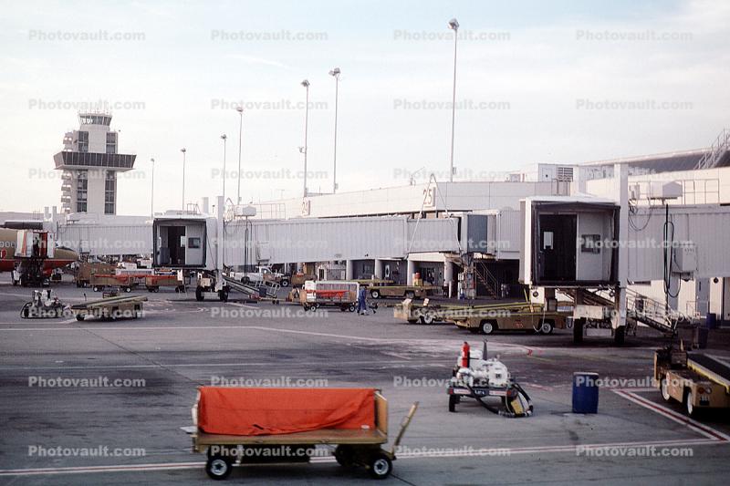 Control Tower, Passenger Terminal, Jetway, baggage cart, Airbridge