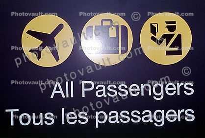 All Passengers, Tous les passagers, sign, signage