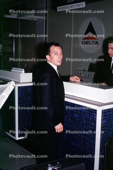 ticket counter, Delta Airlines, May 1963, 1960s