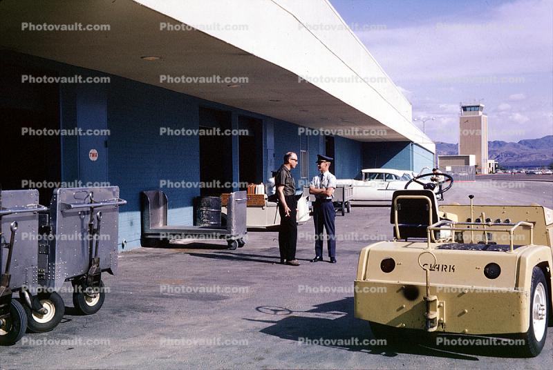 Control Tower, Clark, Aircraft Tow Tractor, Pushertug, pushback tug, tractor, May 1964, 1960s