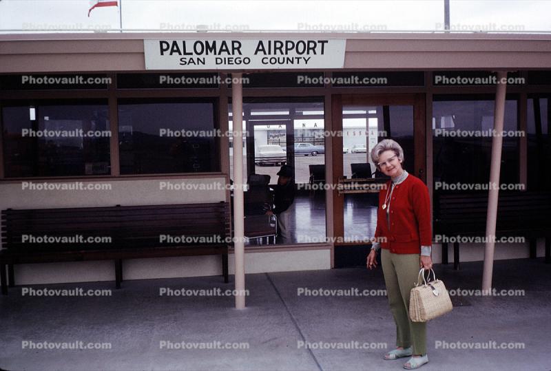 Woman, Purse, McClellan-Palomar Airport, San Diego County, California, (CRQ)�, May 1966, 1960s