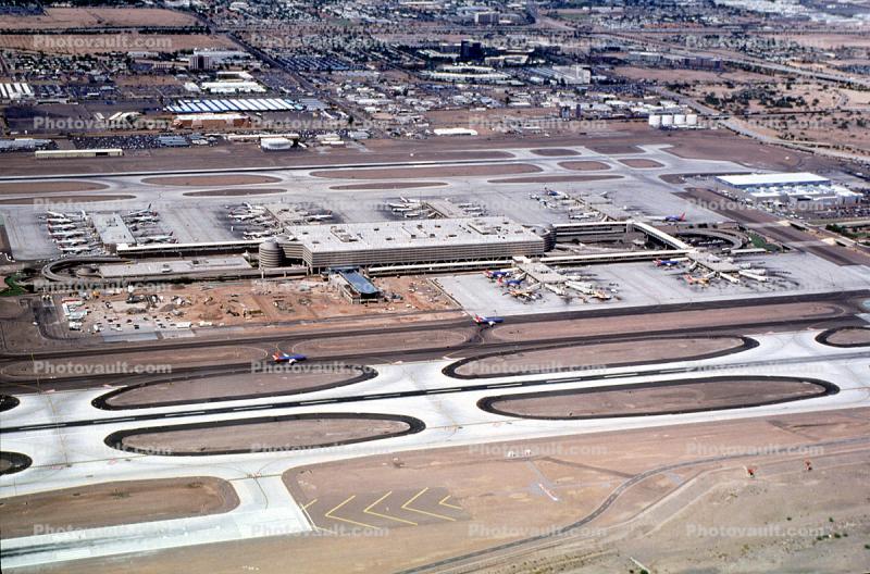 Runway, Terminals, Buildings, Jets, Aircraft