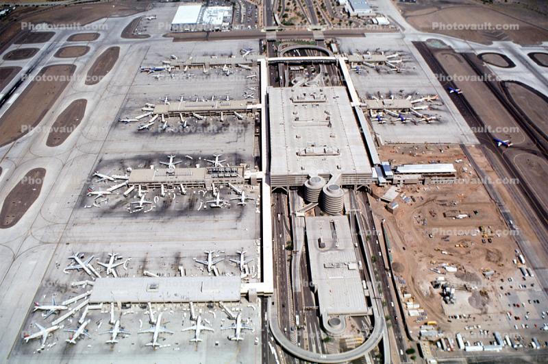 Runway, Tarmac, Terminals, Buildings, Aircraft
