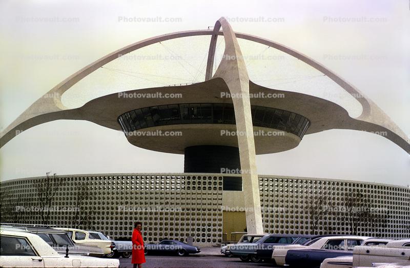 Theme Building, cars, LAX, vehicles, Restaurant, landmark, 1960s
