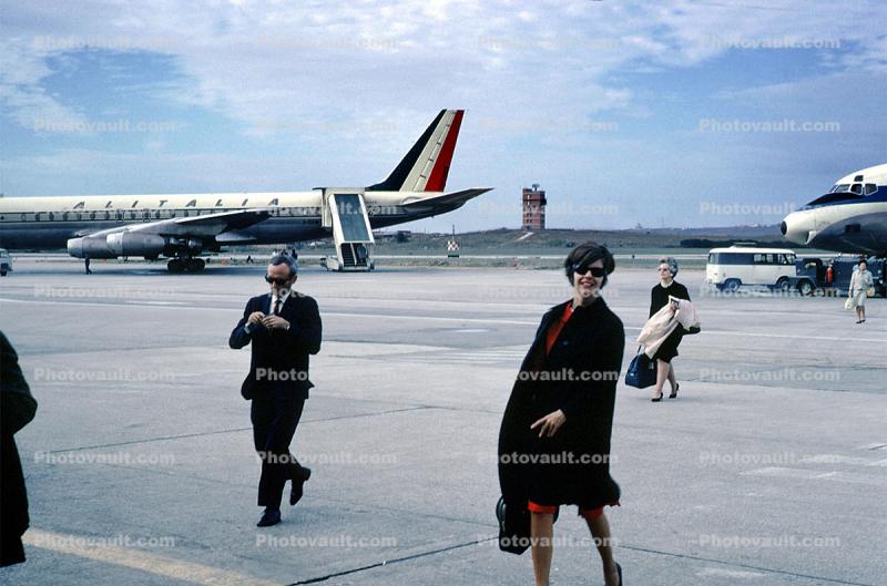 Alitalia Airlines, Lisbon, Portugal, Windy, Windblown, Oct 1966, 1960s