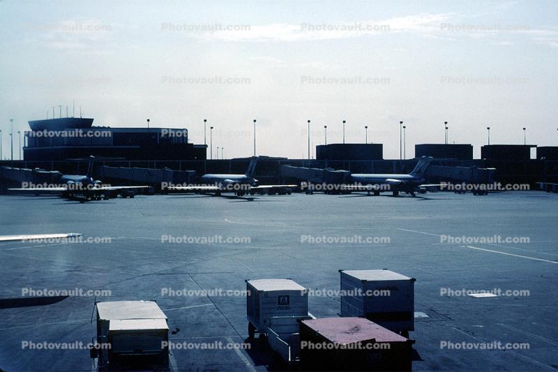 baggage carts, Chicago, September 1983, 1980s
