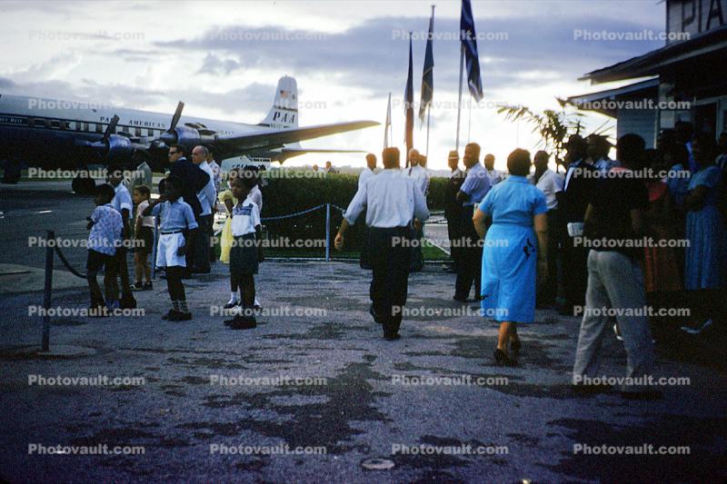 N6112C, Clipper Golden West, Piarco International Airport, Trinidad, West Indies, 1950s
