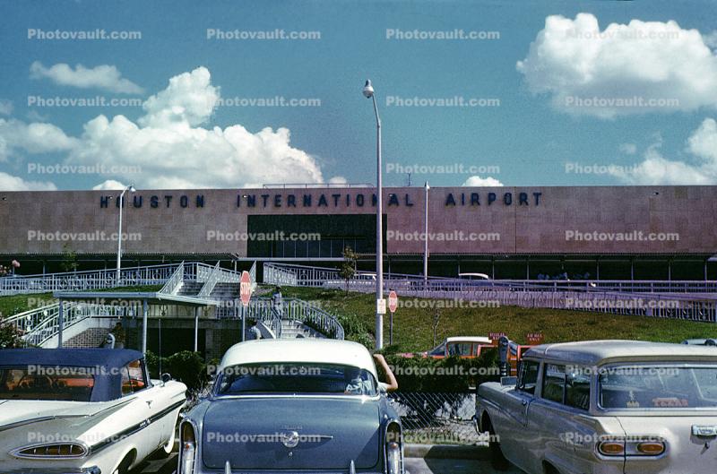 Houston International Airport, Parked Cars, vehicles, 1950s