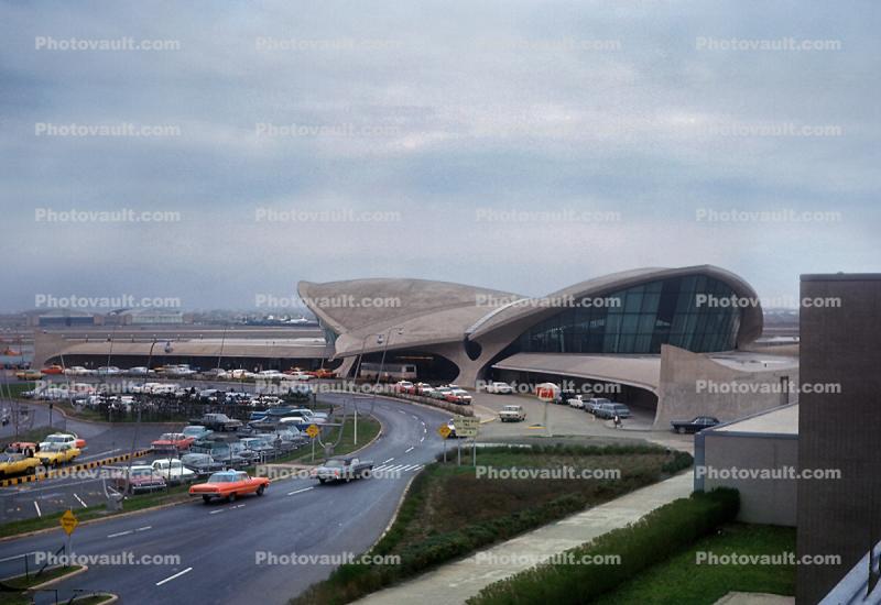 TWA Terminal, cars, building, 1970s