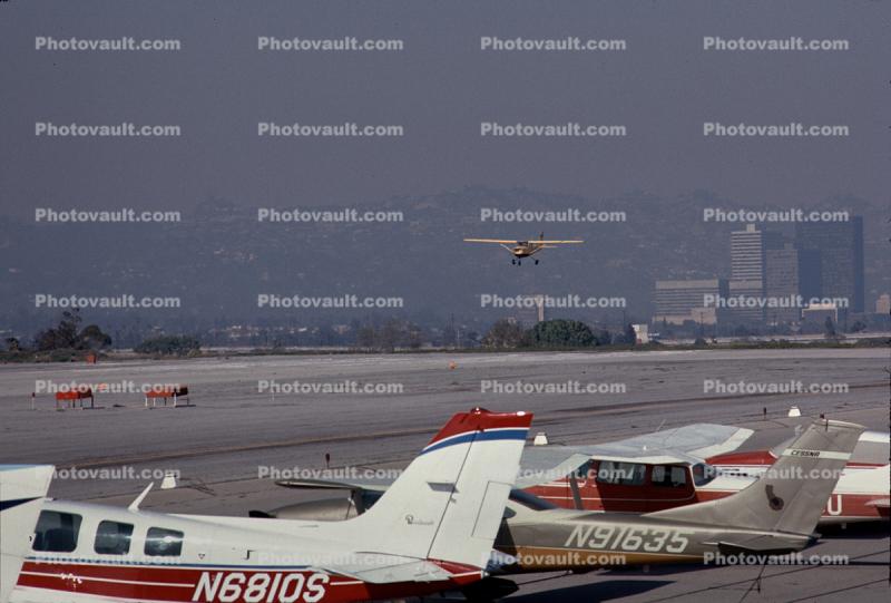 Landing Plane, Santa Monica Airport, 1970s