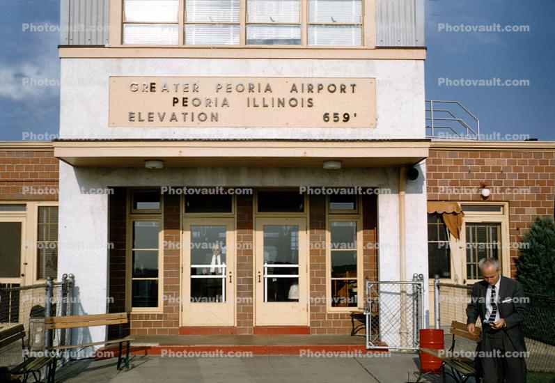 Terminal Building, doors, Greater Peoria Airport, Illinois, 23/07/1957, 1950s