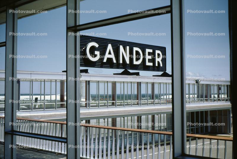 Gander International Airport Signage, Glass, Windows, July 1967, 1960s