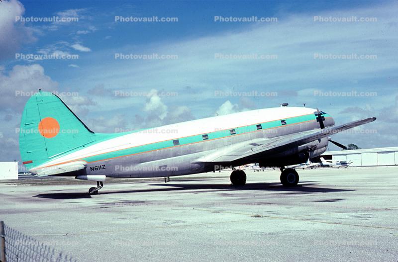 N611Z, C-46A, Curtiss-Wright CW-20, Fort Lauderdale Airport, Florida, 1975, 1970s
