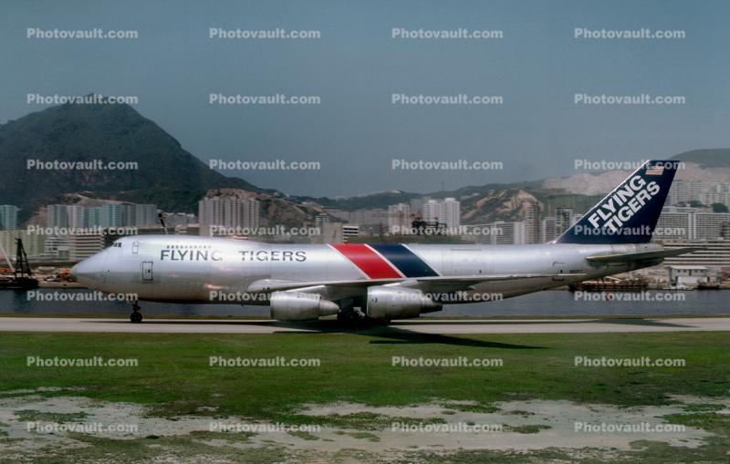 N812FT, Flying Tiger Line, Boeing 747-245F, JT9D-70A, JT9D, Hong Kong, 747-200 series, 747-200F
