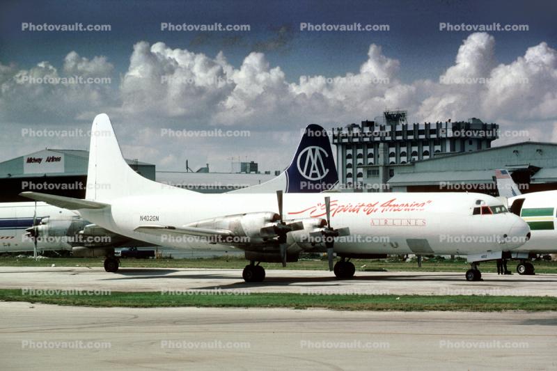 N402GN, Spirit of America Airlines, N402GN, Lockheed L-188CF Electra