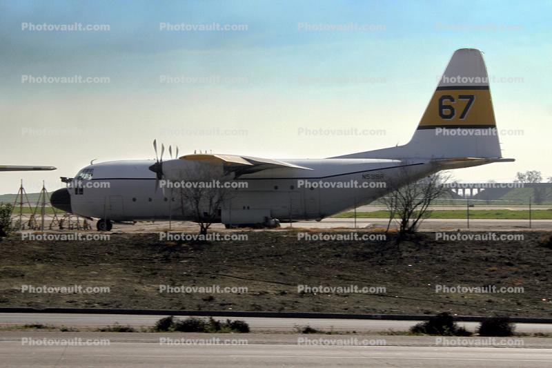 N531BA, Firefighting Airtanker, Lockheed C-130A Hercules, Tanker-67, Visalia Airport VIS, Tulare County, California