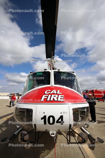 N481DF, Cal Fire UH-1H Super Huey, 104, CDF, Boggs Mtn. Helitack, head-on, Helitack