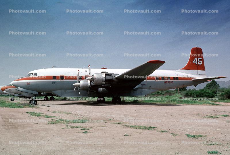 N555SQ, Douglas DC-6B, Tanker-45, Firefighting Airtanker, R-2800
