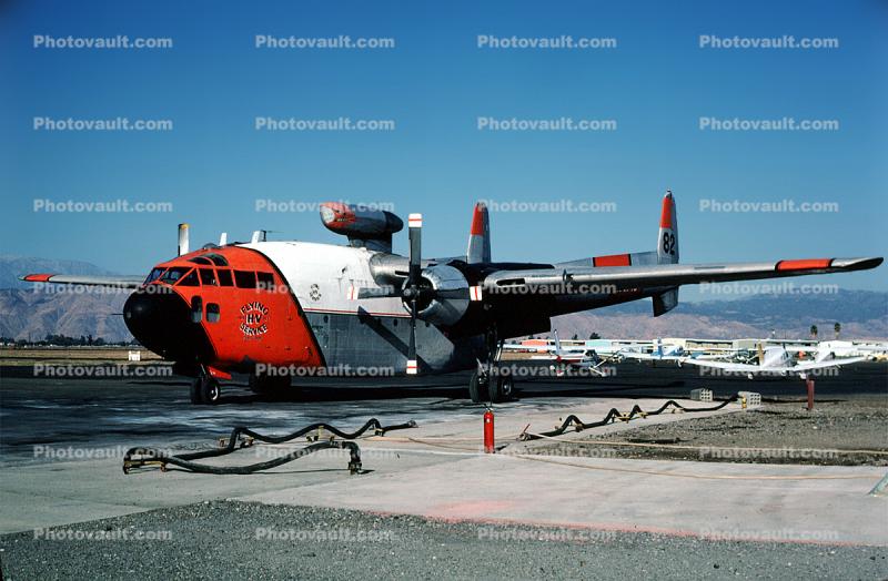 Tanker-82 Flying HV Service, Fairchild C-119, Hemet Valley, California, Firefighting Airtanker, Westinghouse J34 turbojet engine