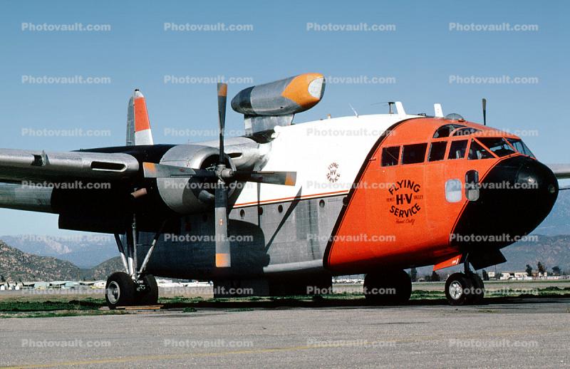 N13745, Fairchild C-119B Flying Boxcar, 'Tanker 82', Hemet Valley Flying Service, Firefighting Airtanker, Flying-HV-Service, Westinghouse J34 turbojet engine