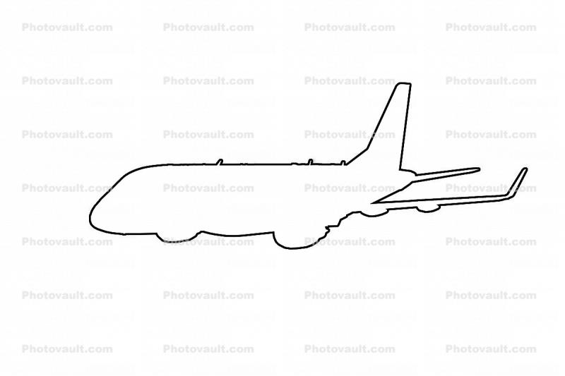 Embraer ERJ 170SE outline, line drawing, shape