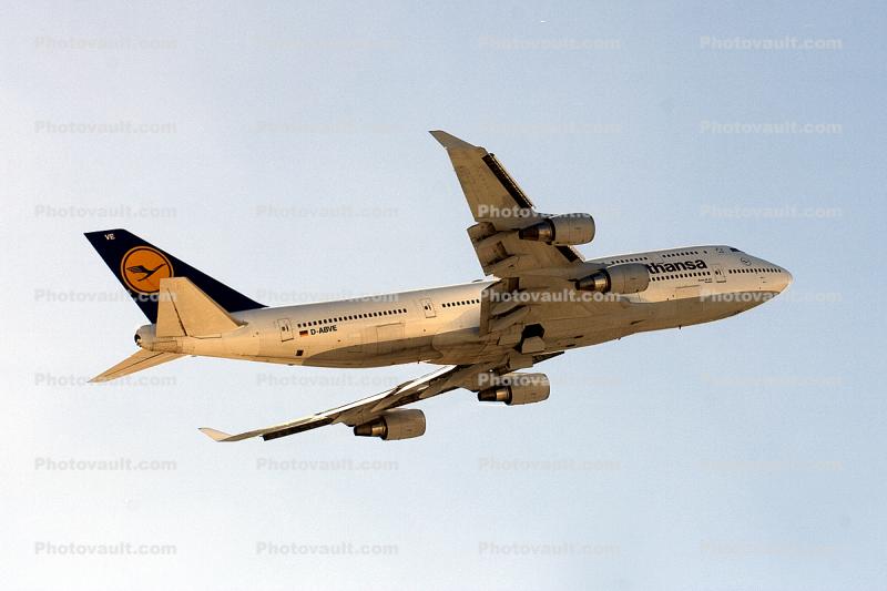 D-ABVE, Boeing 747-430, Lufthansa, San Francisco International Airport (SFO), 747-400 series, CF6, CF6-80C2B1F