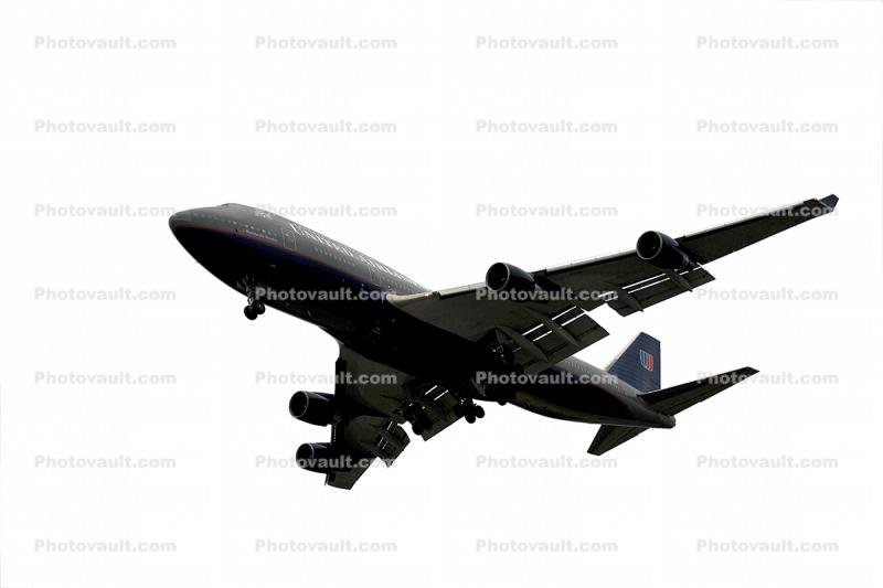 N119UA, Boeing 747-422, United Airlines, 747-400 series, PW4056, PW4000, photo-object, object, cut-out, cutout