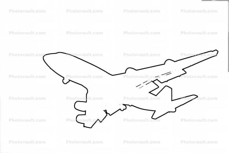 Boeing 747-422 outline, line drawing, shape