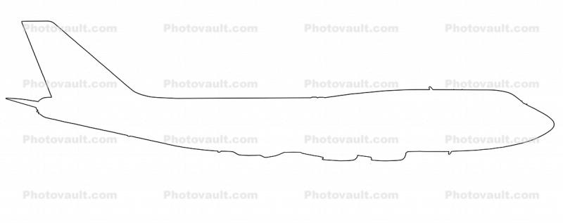 Boeing 747-4Q8, 747-400 outline, line drawing
