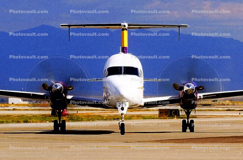 Spinning Propellers, props, head-on, Beech 1900D, Raytheon 1900D, Turboprop, Mesa Airlines, N10675, PT6A-67D, PT6A, Abstract