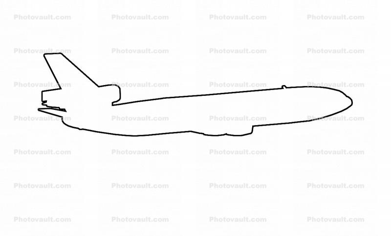 Douglas DC-10 outline, line drawing, shape