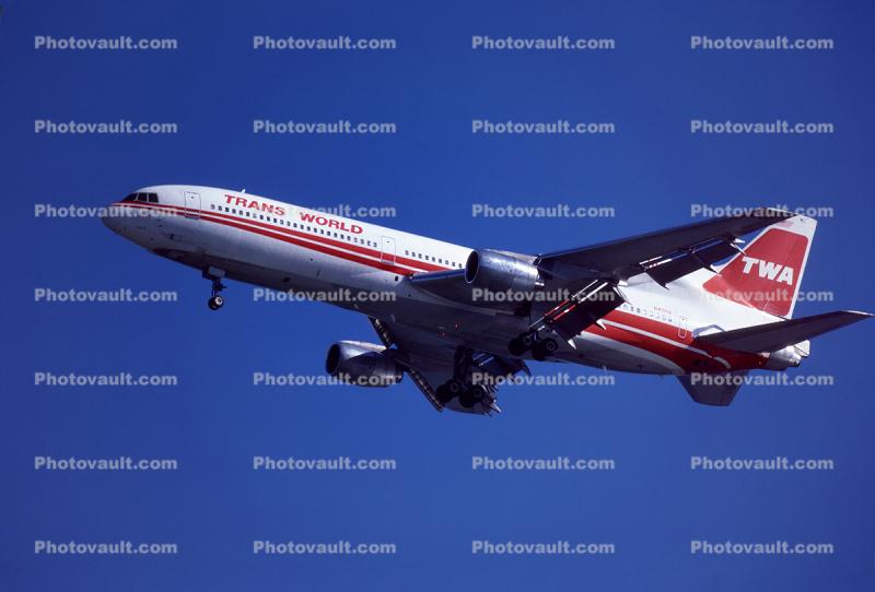 N41012, Trans World Airlines TWA, Lockheed L-1011-1, (SFO), February 9 1986, 1980s, RB211