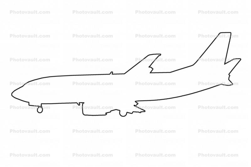 outline of a Boeing 737, line drawing, shape