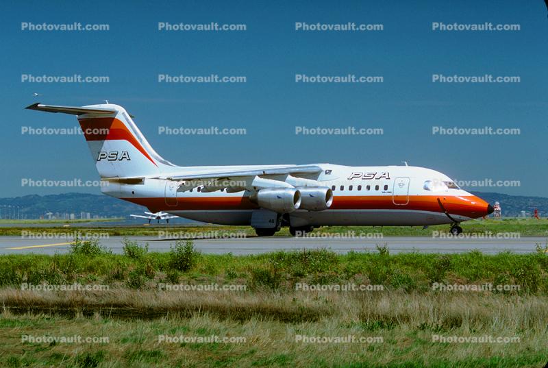 N348PS, Bae 146-200, PSA, Pacific Southwest Airlines, (SFO), Lycoming ALF502R-5 Jet Engines