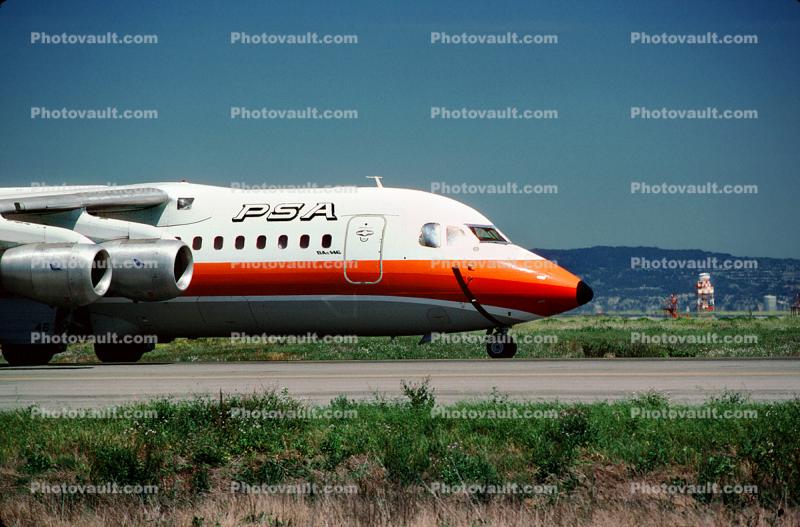 N348PS, Bae 146-200, PSA, Pacific Southwest Airlines, (SFO), Lycoming ALF502R-5 Jet Engine