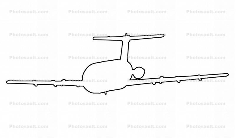 BAC 111 outline, line drawing, shape