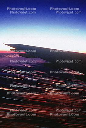 Boeing 747, Twilight, Dusk, Dawn, Lone Wing in Flight