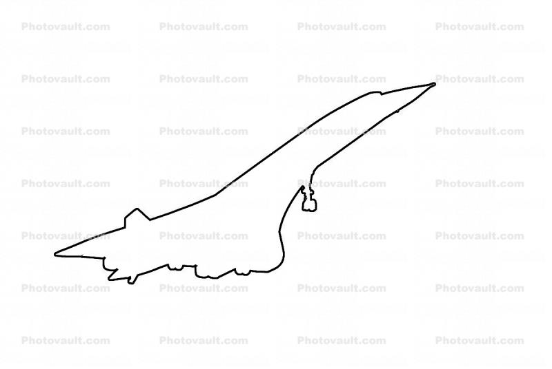 Concorde outline, line drawing, shape