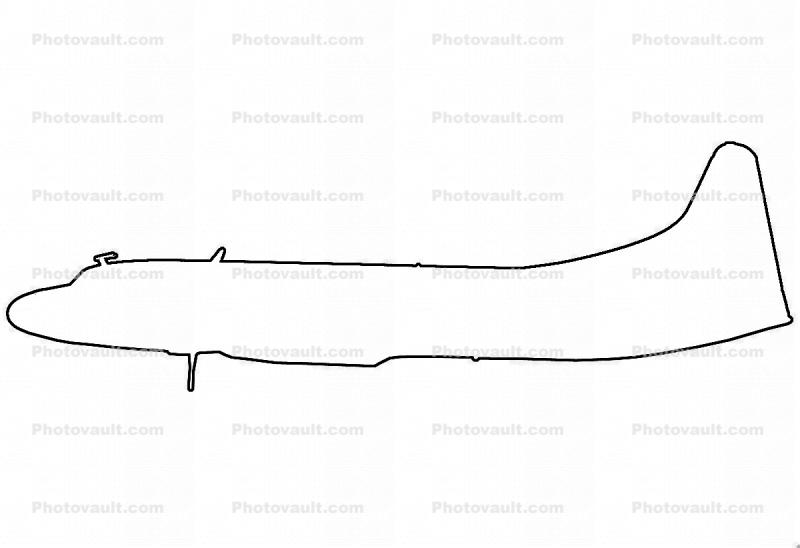 Convair CV-580 outline, line drawing, shape