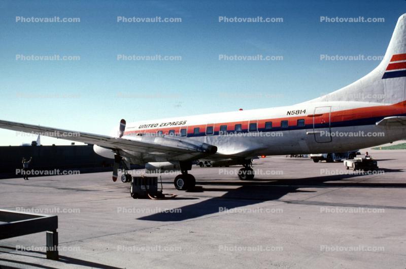 N5814, Convair 580, United Express, Aspen Airways, Denver Stapleton International Airport