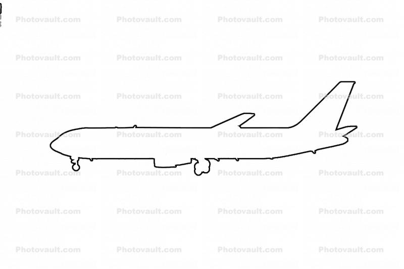 outline of a Boeing 767-332, 767-300, line drawing, shape, 767-300 series