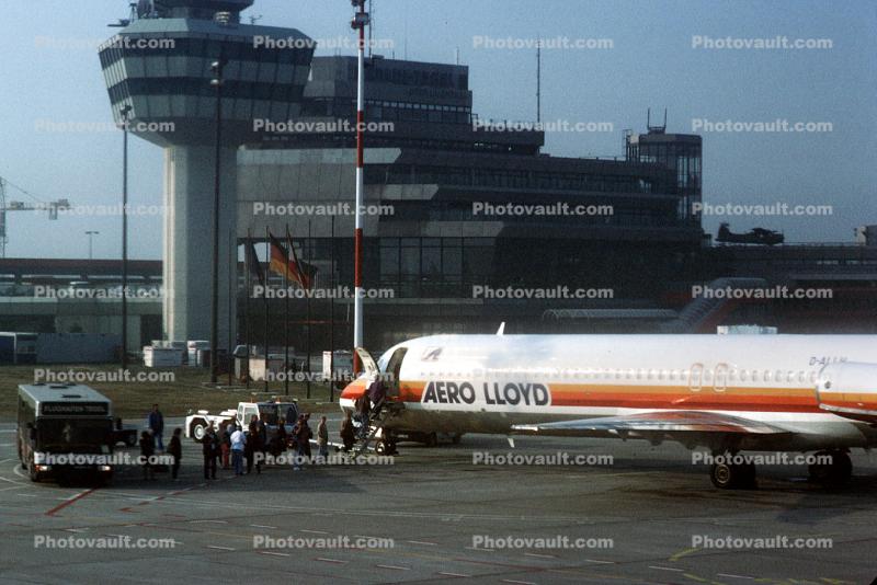 D-ALLH, McDonnell Douglas MD-87, Control Tower, Aero Lloyd, National - Zaventem Airport, Brussels (Bruxelles) (BRU), Belgium, JT8D