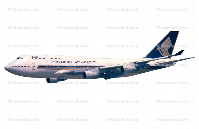 9V-SME, Boeing 747-412, Singapore Airlines SIA, 747-400 series, photo-object, object, cut-out, cutout, PW4056, PW4000