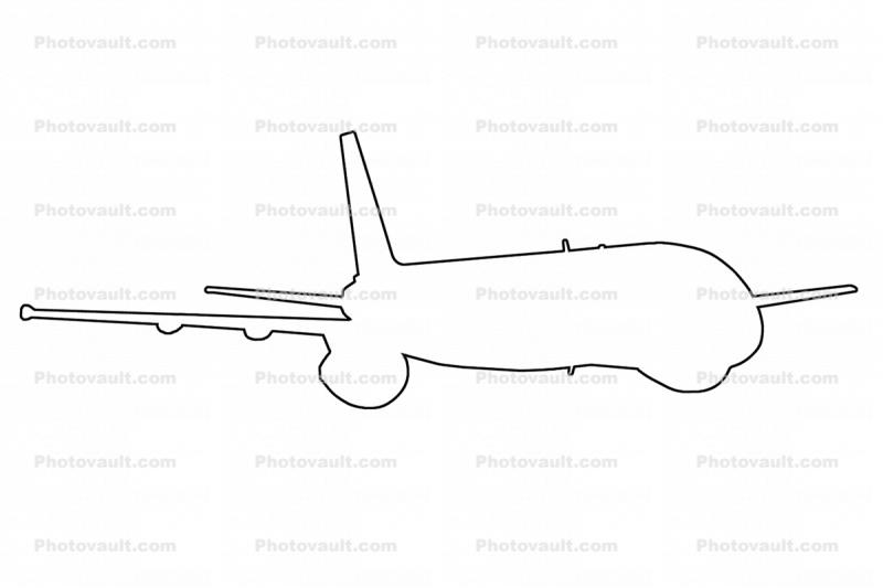 Boeing 757 Outline, Line Drawing