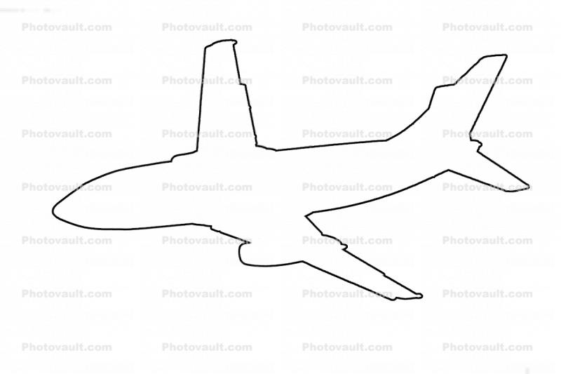 Boeing 737-200 outline, line drawing, shape