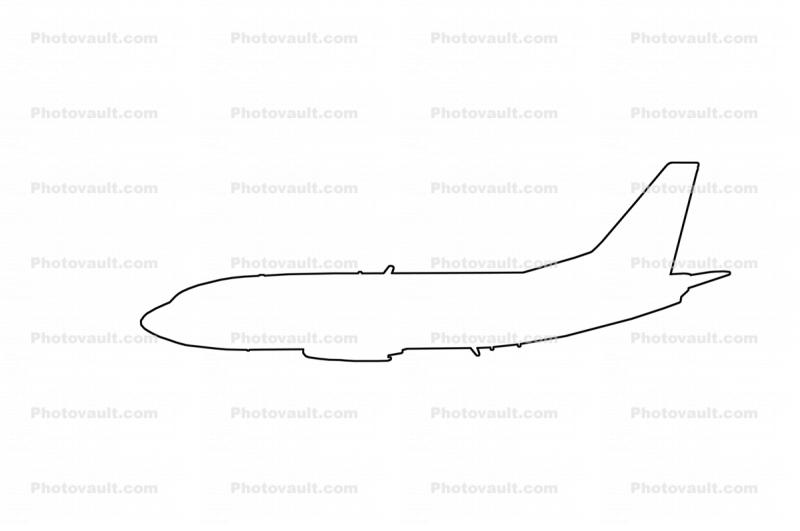 Boeing 737-500 outline, line drawing, shape