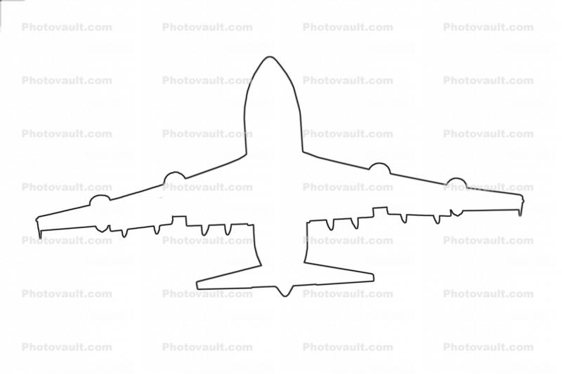 Boeing 747 Outline, Line Drawing