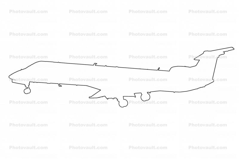 Embraer EMB-145EP outline, line drawing, shape