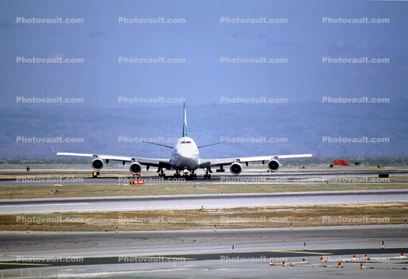 N407EV, Boeing 747-45E, San Francisco International Airport (SFO), Evergreen Group, CF6, head-on, CF6-80C2B1F